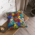 thumbnail image 3 of DouZhe Velvet Decorative Throw Pillow Covers Set of 2, Soft Square Cushion Cover with Invisible Zipper Graffiti abstract characters Printing, 16"x16", 3 of 7
