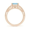 thumbnail image 2 of ANGARA Natural 3 ct Aquamarine Solitaire Engagement Ring with Milgrain in 14K Rose Gold for Women (Size-10x8mm) | March Birthstone, Anniversary, Jewelry Gift for Women | Natural Aquamarine Ring, 2 of 12