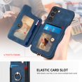thumbnail image 5 of SaniMore for Samsung Galaxy S21 Wallet Case, [RFID Blocking] Elastic Card Slot Vehicle Magnetic PU Leather Ring Holder & Lanyard Stand Money Pocket Cover for Samsung S21 5G, Blue, 5 of 12