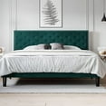 thumbnail image 2 of Allewie King Size Bed Frame, Velvet Upholstered Platform Bed with Adjustable Diamond Button Tufted & Nailhead Trim Headboard, Teal Blue, 2 of 7