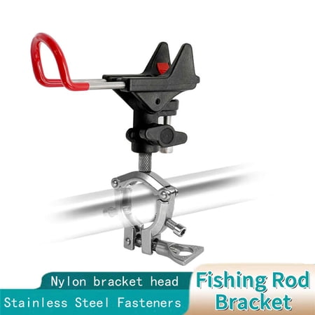 Stainless Steel Heavy-Duty Clamp-On Rod Holder for Boat Rail - 360° Adjustable Fishing Pole Clip for Round Rails Ideal for Kayak Pontoon Trolling & Saltwater Fishing