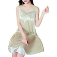thumbnail image 2 of Lady Pajamas Solid Color Smooth Lace Patchwork Night Dress for Wedding Night, 2 of 7