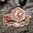 thumbnail image 2 of 10mm 4.75 Carat Round Cut Morganite Engagement Ring Set Diamond Moissanite in 10k Rose gold, 2 of 7