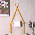 thumbnail image 1 of Macrame Toilet Paper Holder Towel Rack,Lace Wall-Mounted Toilet Paper Holder, Antique Wooden Rope, Wall-Mounted Towel Rack,for Bathroom Decoration, with Hanging Ring - Yellow, 1 of 2