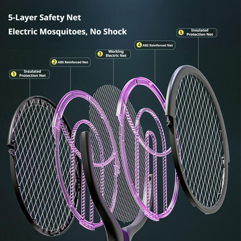2-in-1 Telescopic Electric Fly Swatter with 90° Rotating Head, 2800V High Voltage Bug Zapper with Extension Pole, Rechargeable Mosquito Killer Lamp for High Ceilings