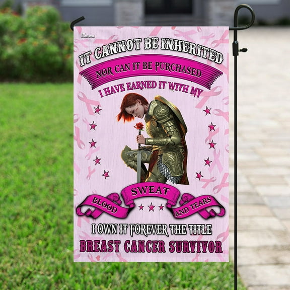 Flagwix Breast Cancer Decoration, Survivor Breast Cancer I Own It Forever The Title Flag - Garden Flag (12x18)