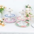 thumbnail image 5 of Efavormart 2 Pack | 14" 3-Tier Floral Cardboard Dessert Pedestal Display With Scalloped Edges, Round Tea Party Cupcake Stand, 5 of 11