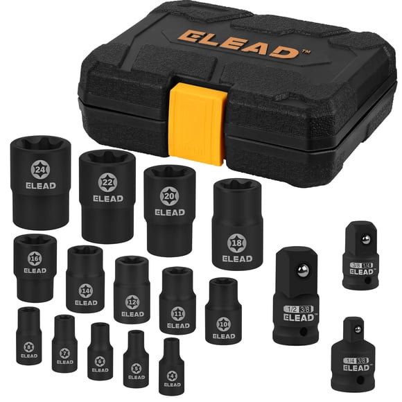 Juego de enchufes E-Torx de 17 piezas de acero cromado vanadio