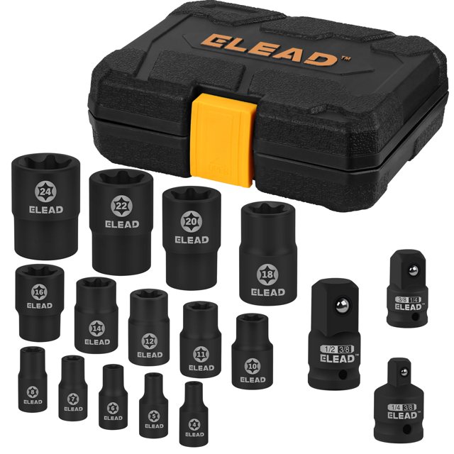 Juego de enchufes E-Torx de 17 piezas de acero cromado vanadio