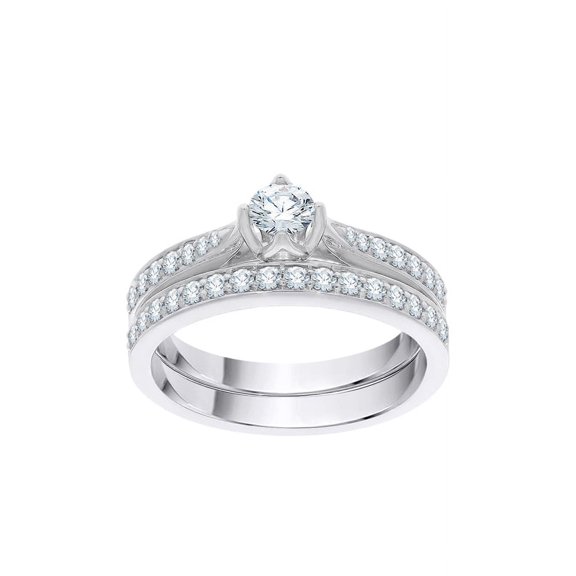 Diamond Bridal Set in Sterling Silver (5/8 cttw) (I-Color, SI3-I1 Clarity)