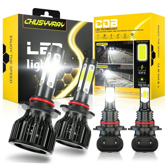 4pc 9005/HB3 LED Headlight High Low Beam 9006 Fog Light Bulb Combo 6000K Kit For Acura TL 2002 2003