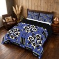 thumbnail image 3 of Manfei Aztec Tribal Full Size Comforter Sets, Geometric Diamond Bedding Comforter Set, Blue Black, Black Reversible 3pcs, 1 Comforter and 2 Pillowcases, 3 of 6