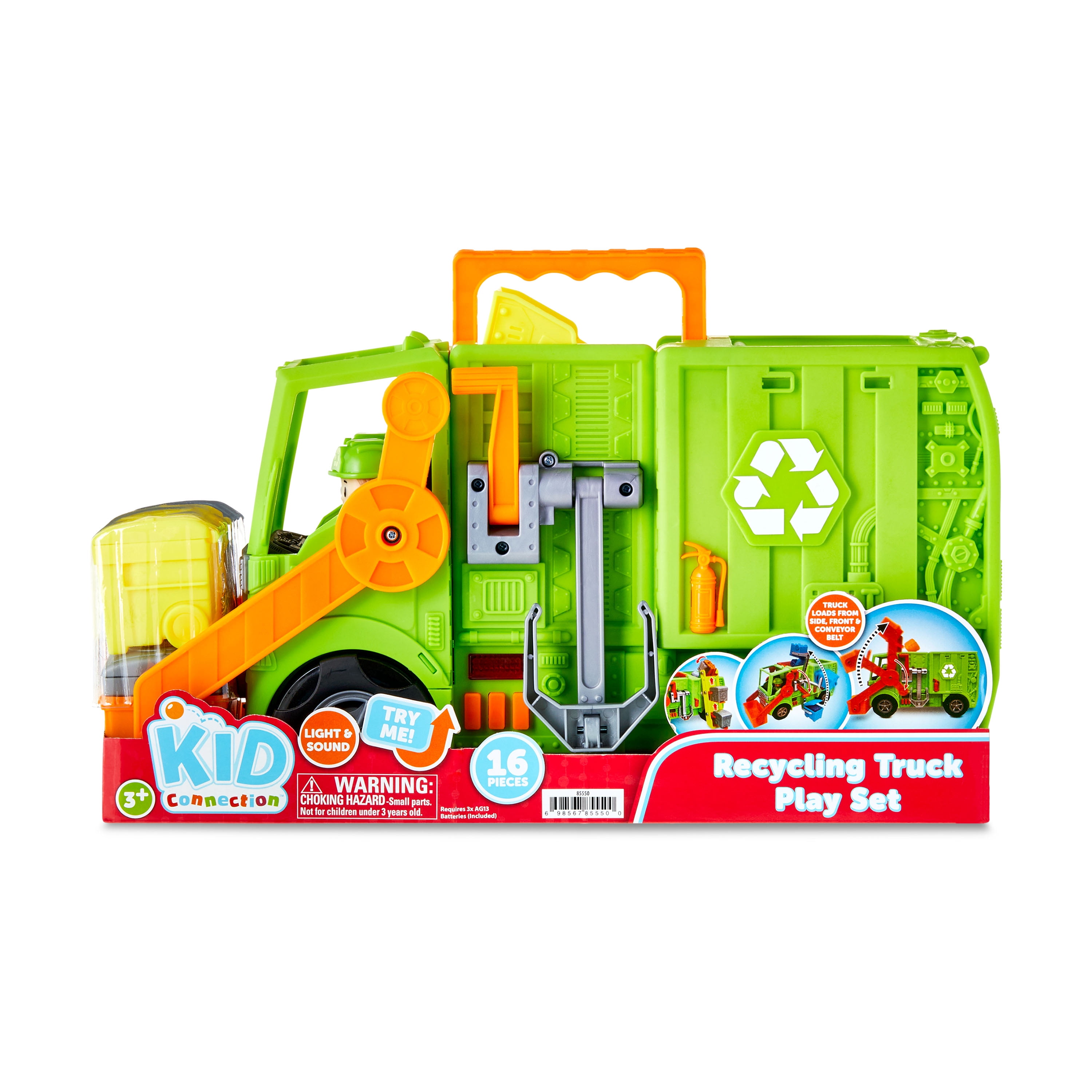 Kid Connection Recycling Truck Play Set with Lights and Sounds, 16 Pieces, Toddler Toy Ages 3+  (图3)