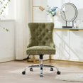 thumbnail image 2 of PAPROOS Vanity Chair, Swivel Home Office Chair, Ergonomic Home Desk Chair with Silver Metal Base, Adjustable Height, Chenille Upholstered Tufted Button Task Chair, Gray, 2 of 10