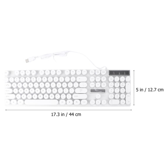OULII White USB Wired Computer Keyboard with Comfortable Round Keys, Portable Design Ideal for Travel and Office Use