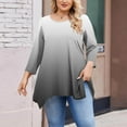 thumbnail image 4 of FDGIU Women's Plus Size Loose Fit Tunic - Long Sleeve Round Neck Curve Hem Solid Casual T-Shirt Tops, 4 of 5