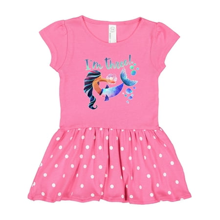 

Inktastic I m Three! 3rd Birthday Pink and Blue Mermaid Gift Toddler Girl Dress