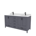 thumbnail image 3 of Ayna Decors Rooh 60 in Charcoal Grey Double Sink Bathroom Vanity Set with White Quartz Countertop and Brass Faucets | Pop-Up Drain and P-Trap Included | Black Hardware, 3 of 10