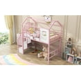 thumbnail image 4 of Metal Loft Bed with roof design and a storage box, Twin, Pink, 4 of 9