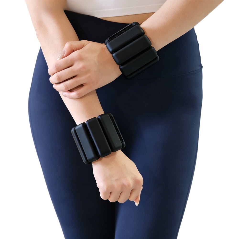 Ueasy Wrist Weights Set of 2, 1lb Adjustable Silicone Weighted Bangles for Women & Men, Wearable Ankle Weights for Yoga, Pilates, Dance, Strength Training, Running and Pool Exercises