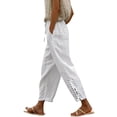 thumbnail image 4 of Women Fashion 2026 Casual Lightweight Drawstring Elastic Waist Pants With Pockets White M, 4 of 5