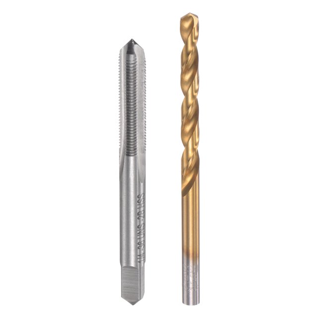 Unique Bargains 1/4-36 UNS Straight Flute Tap and 5.6mm Drill Bit Set High Speed Steel Titanium Plated