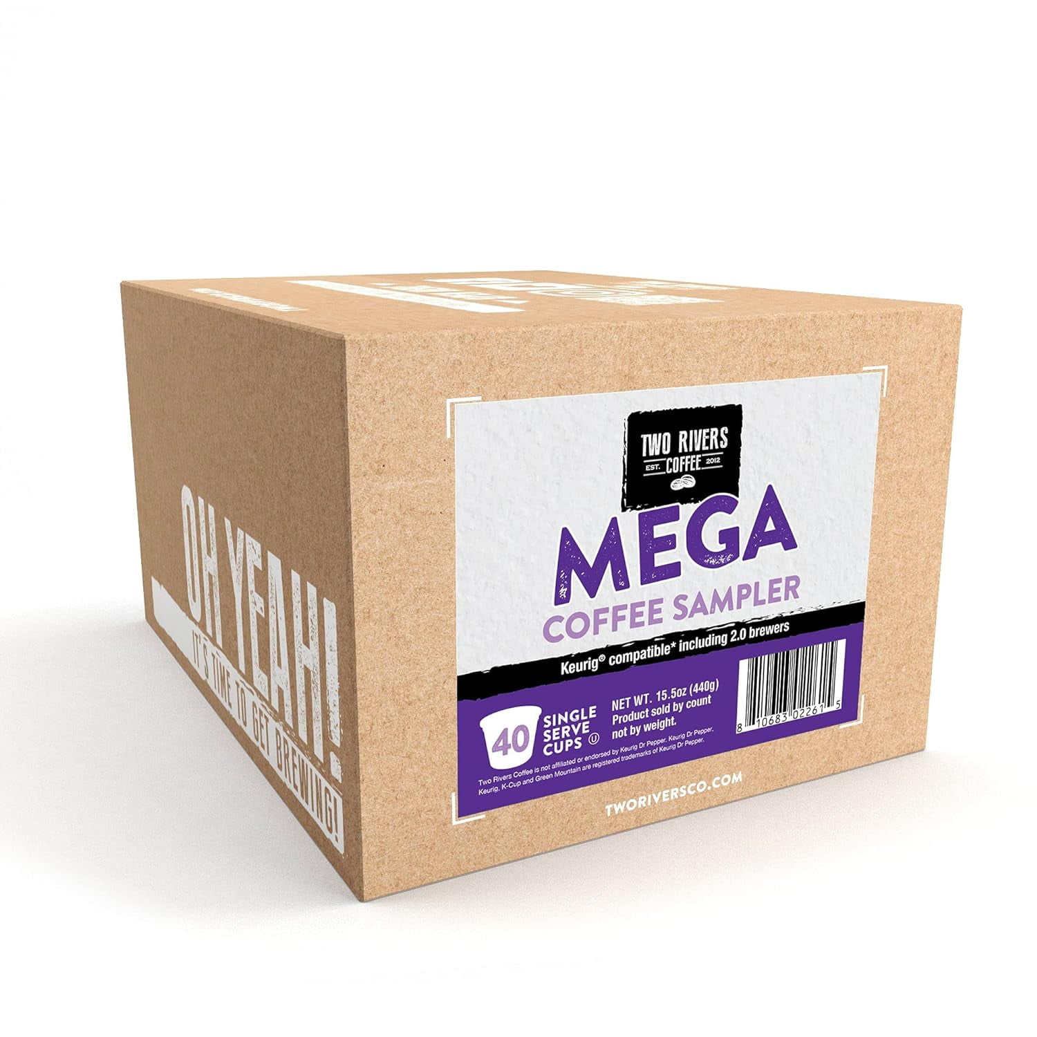 Two Rivers Coffee Mega Coffee Lovers Pods, Compatible with 2.0 Keurig K Cup Brewers Pods, Mega Coffee, 40 Count