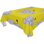 SKYSONIC 60"x108" Square Tablecloth with Little Elephant Prints, Anti-Wrinkle and Smooth Table Cloth for Kitchen/Home Party Decoration