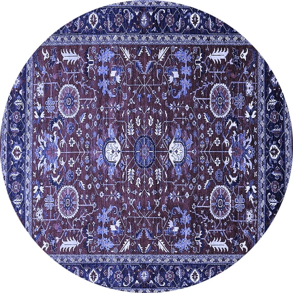 Ahgly Company Indoor Round Oriental Blue Industrial Area Rugs, 6' Round