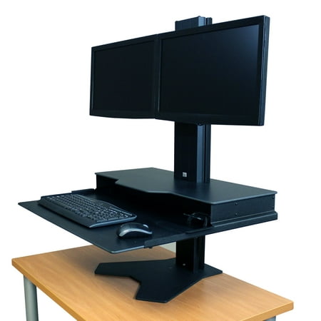 Hover Helium Sit To Stand Desk Monitor Riser, 24" x 28", Dual Monitor Support