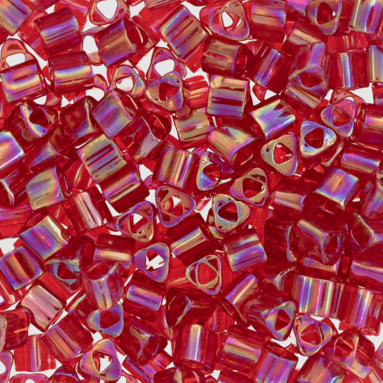 Size 8 Toho Triangle Beads, Ruby AB (1 ounce)