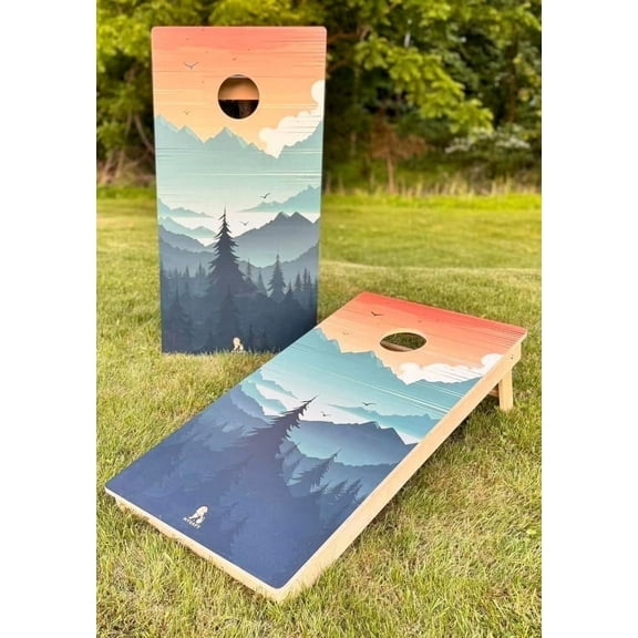 Solid Wood Cornhole Board Set 2 No-Bounce Boards with Bean Bags by Mysafy