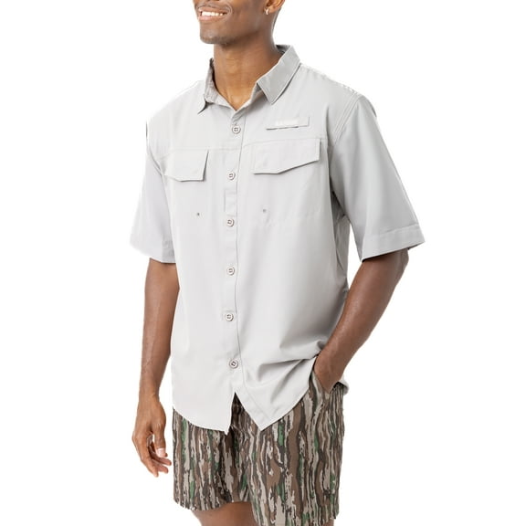 Realtree Men's Short Sleeve River UPF 50  Fishing Grey Shirt | Size M