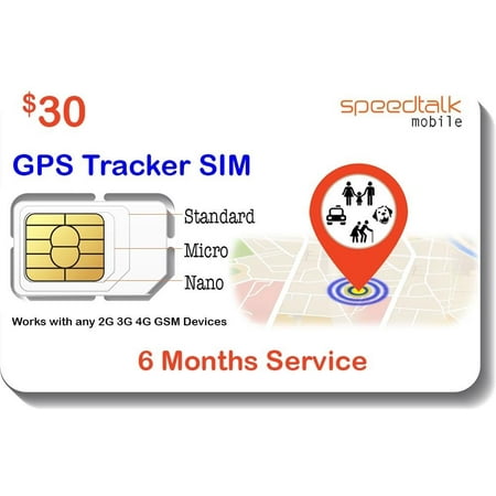 $30 GSM SIM Card for GPS Tracking Devices - Pet Kid Senior Vehicle Tracker - 6 Months Service - USA Canada & Mexico Roaming