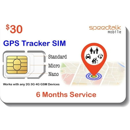 $30 GSM SIM Card for GPS Tracking Devices - Pet Kid Senior Vehicle Tracker - 6 Months Service - USA Canada & Mexico