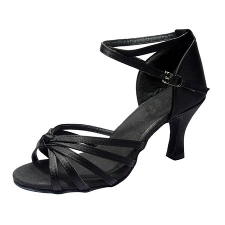 

1 Pair of High-heeled Shoes Knotted Strap High Heels Latin Dancing Shoes for Lady - Size 40 (Black)