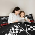 thumbnail image 4 of Feelyou Modern Automobile Teens Twin Bedding Sets 7-Piece, Black White Checkered Flag Bedding Comforter Set, Racing Car Reversible Sheet Sets, Luxury Bedroom Decor, 4 of 8
