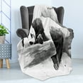 thumbnail image 4 of Panda Soft Flannel Fleece Throw Blanket, Panda Lying on a Tree Branch Classic Watercolor Painting Style Artwork Print, Cozy Plush for Indoor and Outdoor Use, 50" x 60", Black White, by Ambesonne, 4 of 5