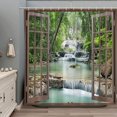 thumbnail image 1 of Tropical Forest Waterfall Shower Curtain - Spring Nature Green Tree Jungle Rainforest River Stone Landscape, Fabric Bathroom Decor Set with Hooks, 70Wx70H Inch, Adds a Vibrant and Refreshing Atmospher, 1 of 6
