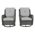 thumbnail image 4 of PARKWELL 7Pcs Outdoor Wicker Rattan Conversation Patio Furniture Set, including Two-seater Sofa, Rocking Chairs, Coffee Table, Ottomans and Side Table with Cushion, Gray, 4 of 10