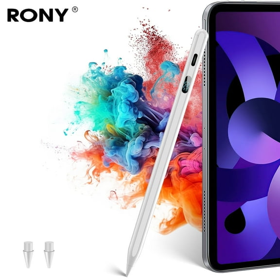 RONY Stylus Pen for iPhone iPad Android, Magnetic Stylus Pen for Touchscreen with Tilt Sensitivity Palm Rejection, Fast Charging Active Pencil for Drawing Browsing Note-Taking, White
