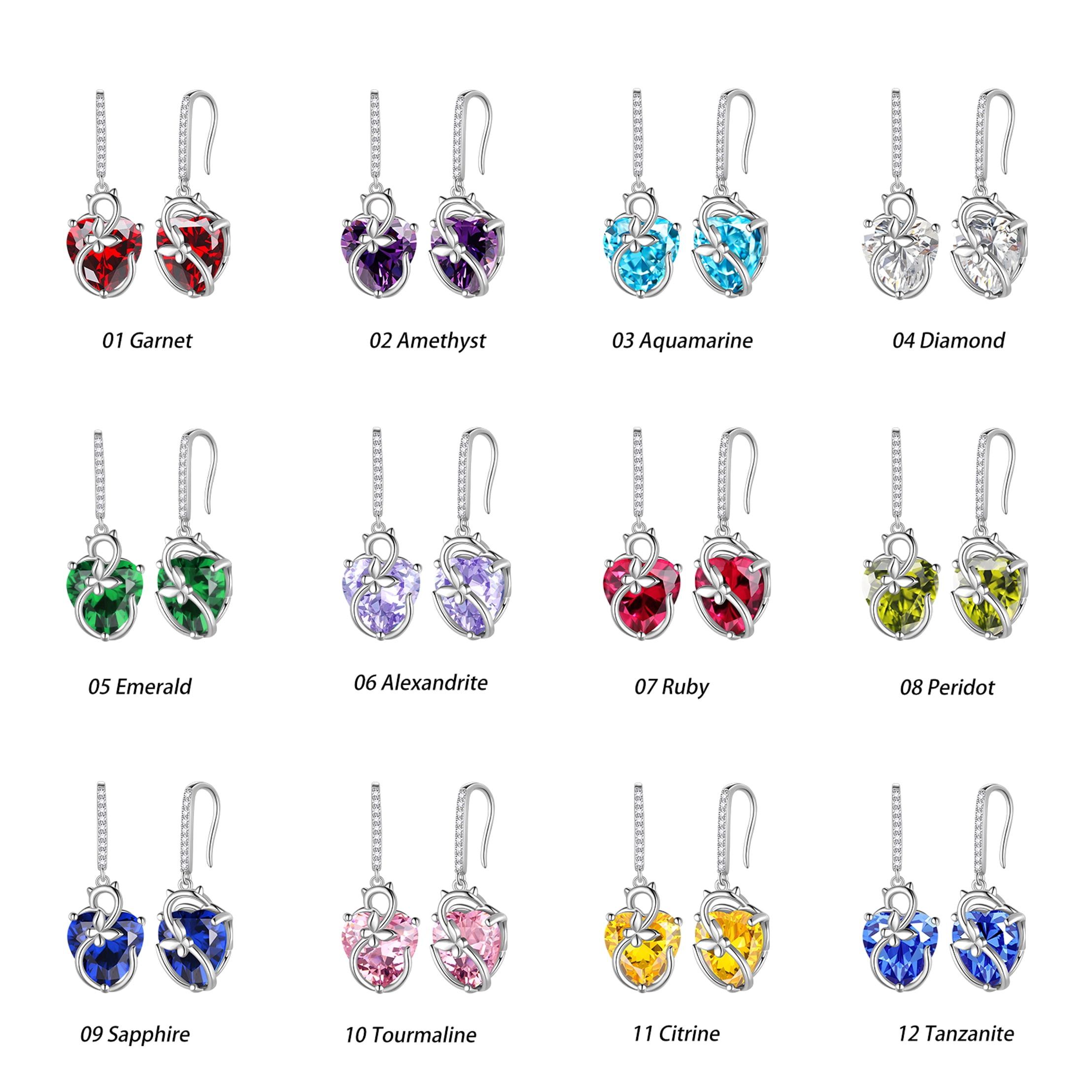Juwaliy Cat Butterfly Earrings for Women 925 Sterling Silver Earrings Dangle Hook Blue Heart Aquamarine March Birthstone Jewelry Mother Christmas Birthday Valentine's Day Gifts for Mom Wife