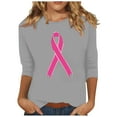 thumbnail image 2 of Alkepwun Womens Breast Cancer Awareness T Shirts Breast Cancer Support Squad Shirt 3/4 Sleeve Tops Pink Ribbon Graphic Tees, 2 of 4