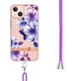 thumbnail image 3 of SaniMore Crossbody Design Case for iPhone 15 (6.1" 2023), Adjustable Shoulder Strap Shockproof TPU Silicone Floral Back Cover for Girls Women [Ultra-slim Lightweight] Cord Cove, Purple Begonia, 3 of 5