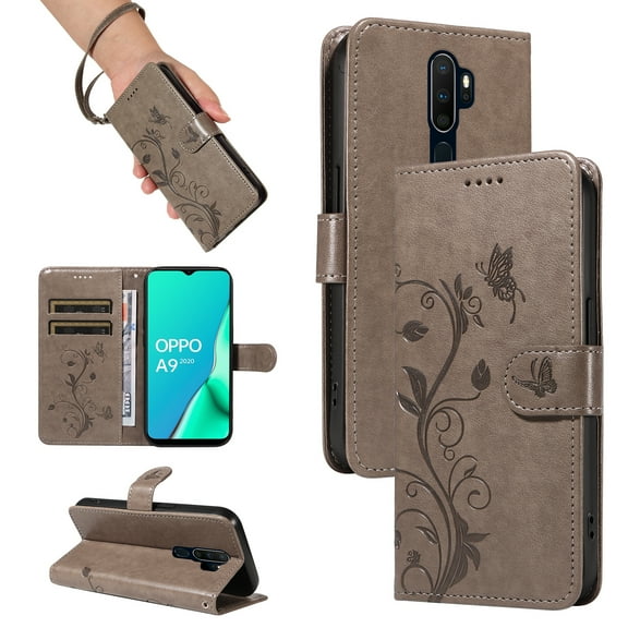 Flip Case for Oppo A5 (2020), PU Leather Card Slots with Kickstand Function Shockproof Wallet Cover for Oppo A5 (2020)
