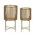 thumbnail image 3 of Kate and Laurel Paynter Modern 2-Piece Metal Floor Planter Set with Foldable Stand, Gold, 3 of 6