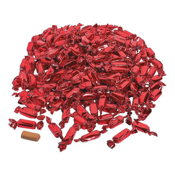 Red Foil-Wrapped Caramels, 189 Pieces, Individually Wrapped, Candy Buffet, 2 lbs.