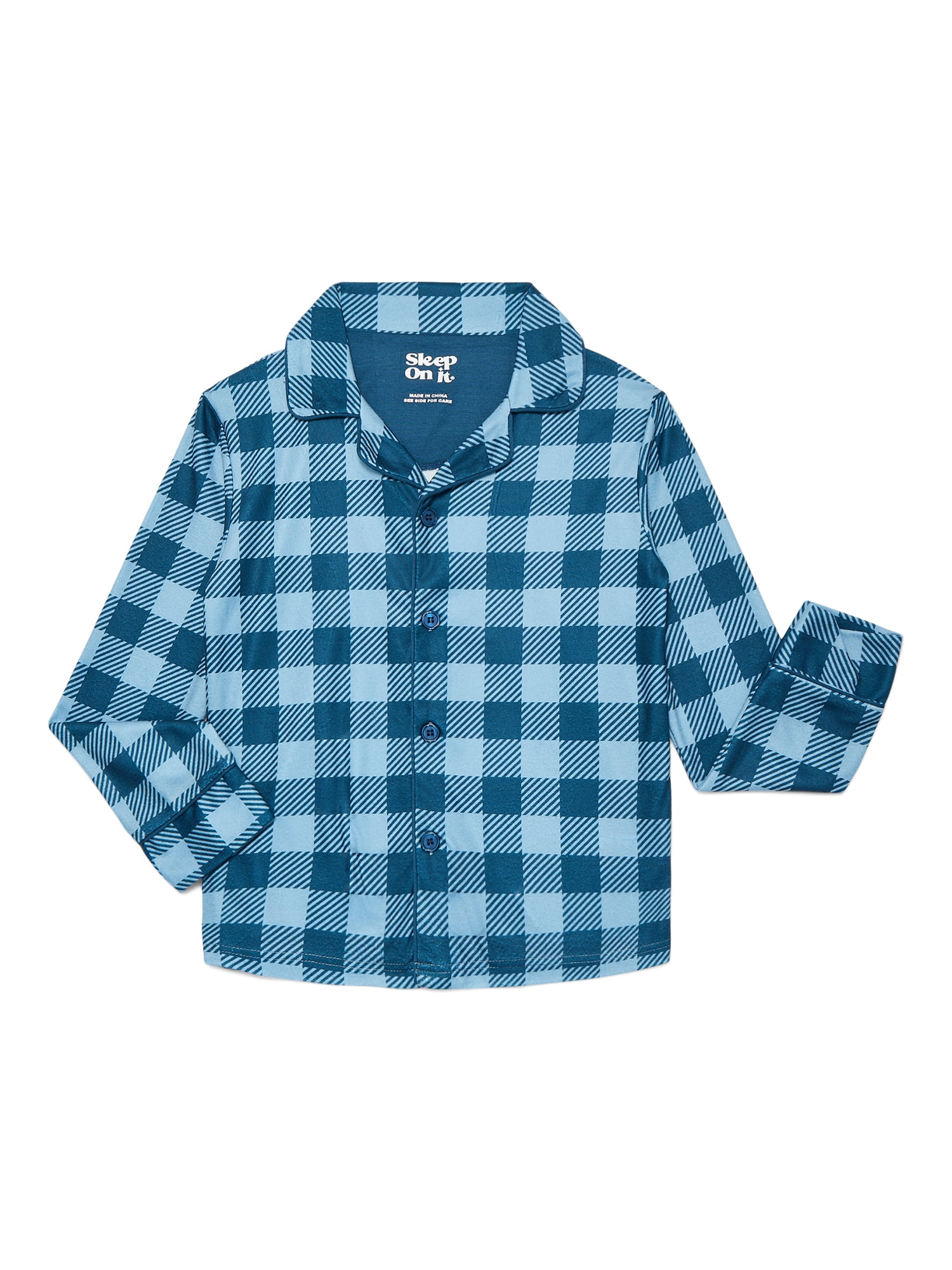 Sleep On It Boys Long Sleeve Button Down Top and Pants Pajama Set, 2-Piece, Sizes 6-14