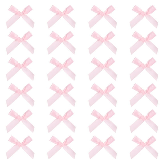 24 Pcs Mini Ribbon Bow 1.8 Inch for Craft DIY Cake Sewing Wedding Birthday Party Wrapping, Pink