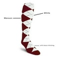 thumbnail image 2 of Golf Knickers Colorful Knee High Argyle Cotton Socks For Men Women and Youth - P: Maroon/White - Youth, 2 of 2